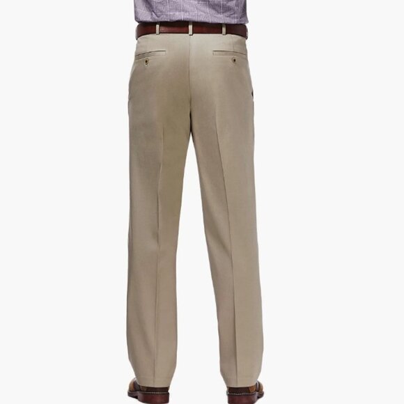 Premium No Iron Khaki Classic Fit Expandable Waist Flat Front Pant, 32x32 - Picture 4 of 7